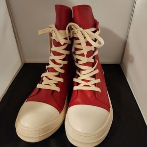 Rick Owens high-top sneakers in smooth calf leather size 10